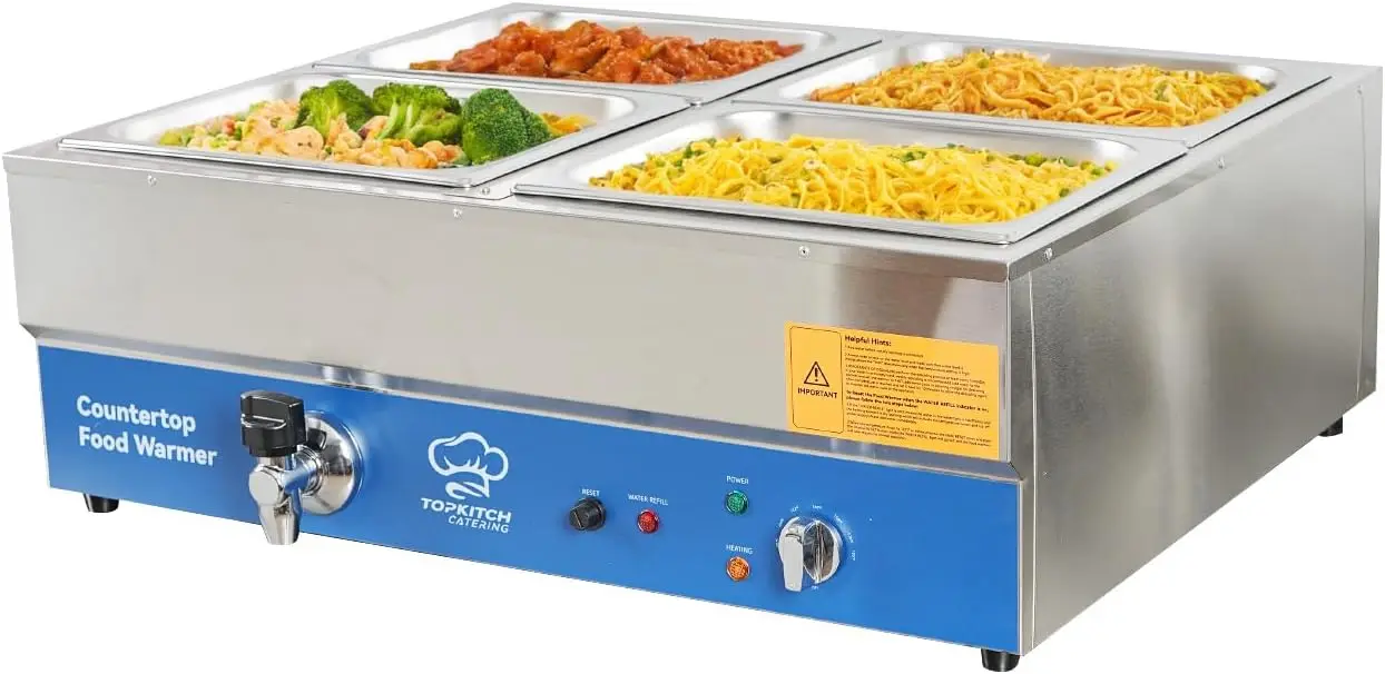 Bain Marie Food Warmer - Calentador de Alimentos Comercial de 4