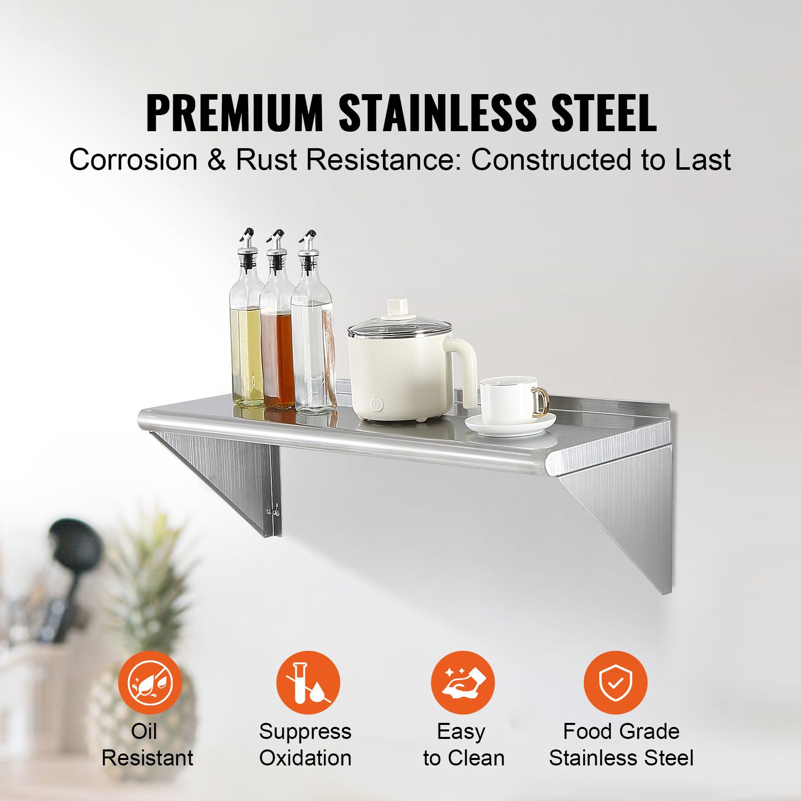 Commercial Kitchen Walls - Estante de acero inoxidable de 12