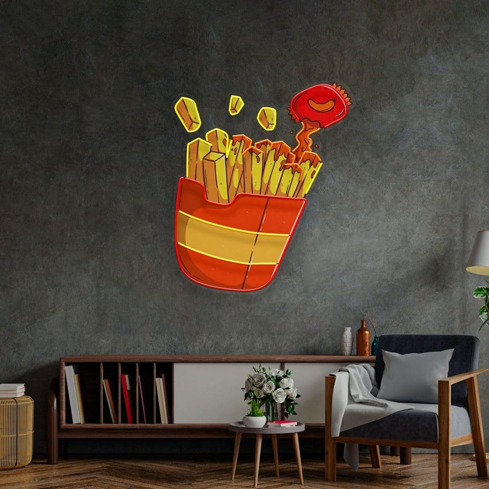 Letrero de neón de patatas fri - Commercial Kitchen Walls reseña y precio