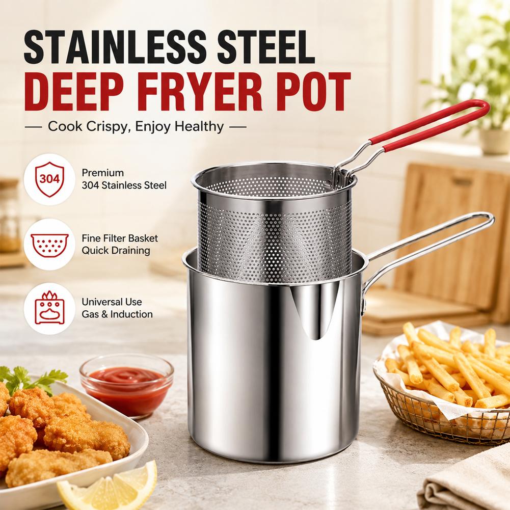 Olla freidora profunda de acer - Commercial Kitchen Pots And Pans reseña y precio
